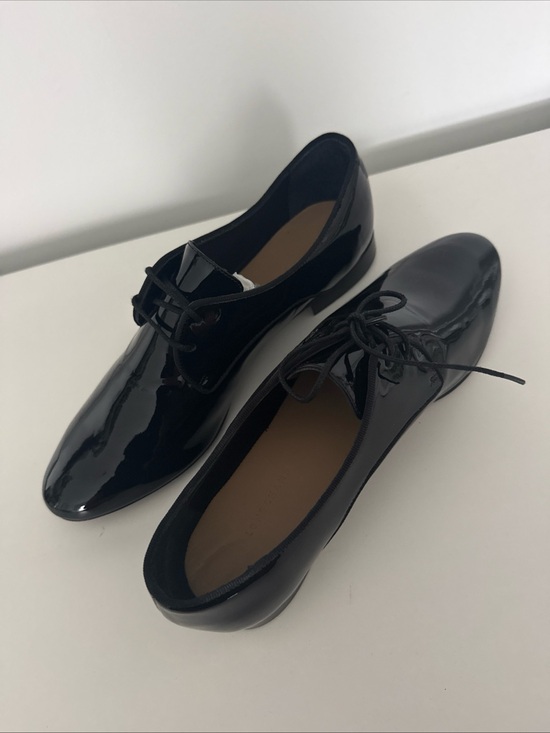 Longchamp Black Patent Leather Derby Shoes
